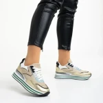 Дамски спортни обувки  златисти от еко кожа и текстилен материал  Dottie