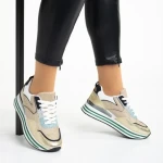 Дамски спортни обувки  златисти от еко кожа и текстилен материал  Dottie