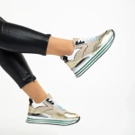 Дамски спортни обувки  златисти от еко кожа и текстилен материал  Dottie