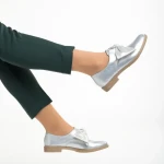 Дамски обувки  сребристи  от лачена еко кожа  Mitra