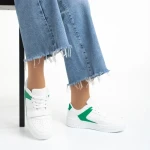 Дамски спортни обувки  бели със зелено  от еко кожа Sonal