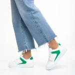 Дамски спортни обувки  бели със зелено  от еко кожа Sonal