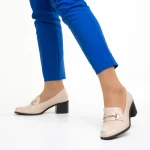 Дамски обувки  бежови от лачена еко кожа  с ток  Ilonka