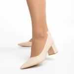 Дамски обувки  бежови от еко кожа с ток  Amarilis