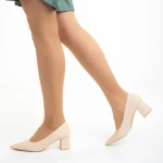 Дамски обувки  бежови от еко кожа с ток  Amarilis