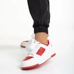 Дамски спортни обувки  бели с червено  от еко кожа Inola