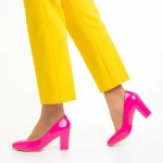 Дамски обувки  с ток  цикламени  от еко кожа Crenta