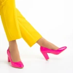 Дамски обувки  с ток  цикламени  от еко кожа Crenta