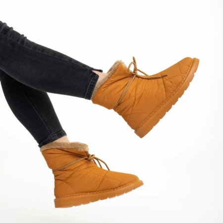 Дамски чизми камел  от текстилен материал  Anselma