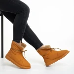 Дамски чизми камел  от текстилен материал  Anselma