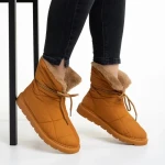 Дамски чизми камел  от текстилен материал  Anselma