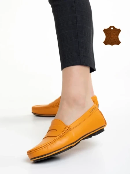 Дамски мокасини  оранжеви от естествена кожа  Carmella