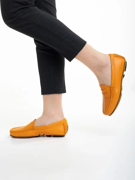 Дамски мокасини  оранжеви от естествена кожа  Carmella