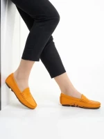 Дамски мокасини  оранжеви от естествена кожа  Carmella