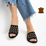 Дамски  чехли  Marco черни  от естествена кожа Elba