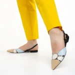 Дамски обувки Marco бежови със синьо от естествена кожа Alfonsina