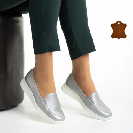 Дамски обувки сребристи  от естествена кожа Tajana