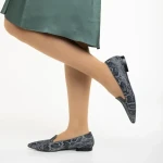 Дамски балерини  Marco сиви  с черно от естествена кожа Lally