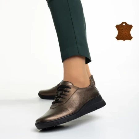 Всекидневни дамски обувки  златисти   от естествена кожа Anahita