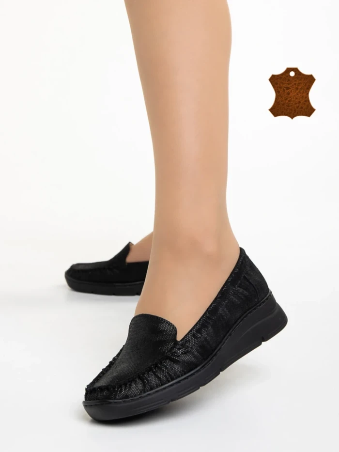 Дамски мокасини  черни  от естествена кожа Zofia