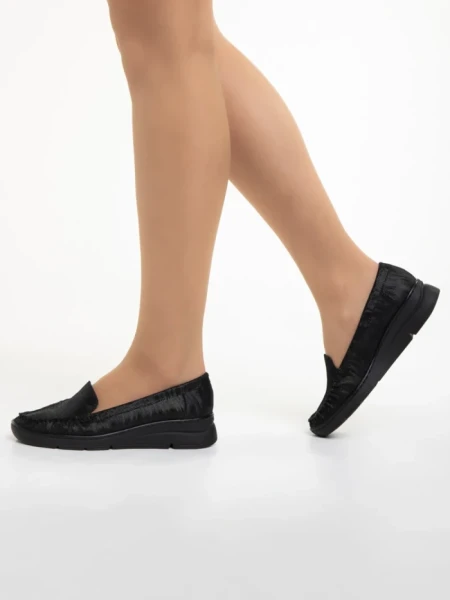 Дамски мокасини  черни  от естествена кожа Zofia