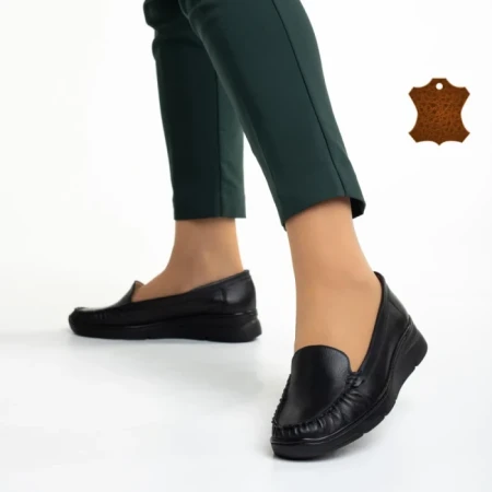 Дамски мокасини  черни  от естествена кожа Zofia