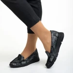 Дамски мокасини  черни със сиво от естествена кожа Zofia