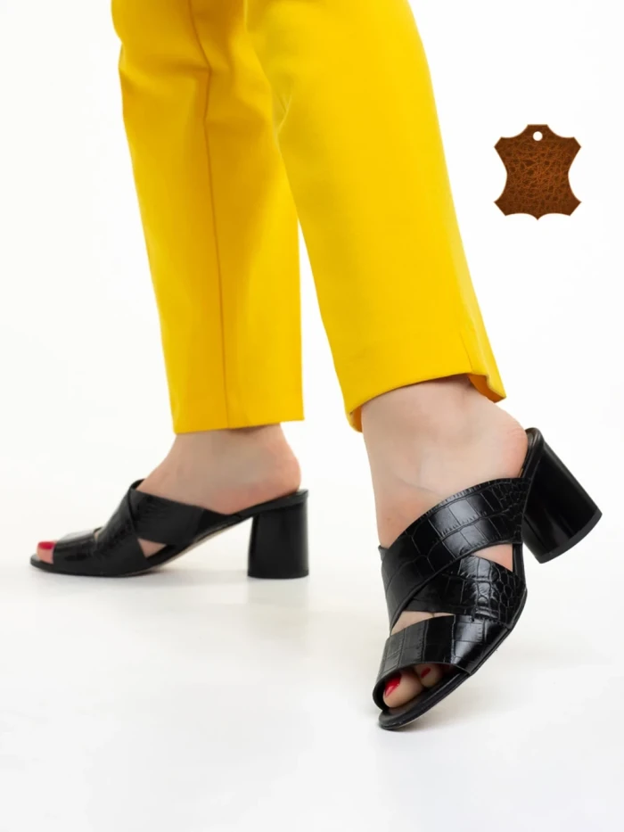 Дамски  чехли  Marco черни  от естествена кожа Mohana