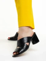 Дамски  чехли  Marco черни  от естествена кожа Mohana