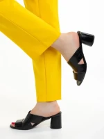 Дамски  чехли  Marco черни  от естествена кожа Mohana