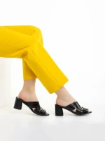 Дамски  чехли  Marco черни  от естествена кожа Mohana