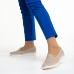 Дамски обувки бежови от велур  Kamala