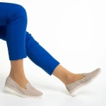 Дамски обувки бежови от велур  Kamala