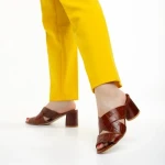 Дамски  чехли  Marco кафяви  от естествена кожа Mohana