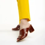 Дамски  чехли  Marco кафяви  от естествена кожа Mohana