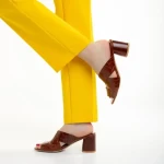 Дамски  чехли  Marco кафяви  от естествена кожа Mohana