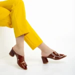 Дамски  чехли  Marco кафяви  от естествена кожа Mohana