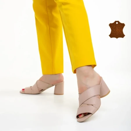 Дамски  чехли  Marco бежови от естествена кожа Mohana