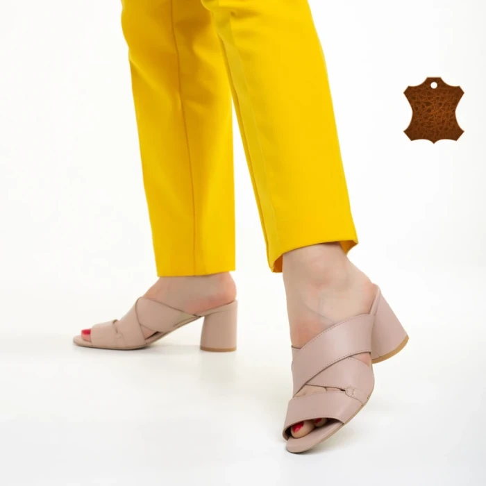 Дамски  чехли  Marco бежови от естествена кожа Mohana