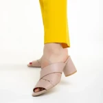 Дамски  чехли  Marco бежови от естествена кожа Mohana