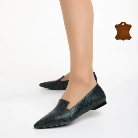 Дамски балерини  Marco зелени  от естествена кожа Lally