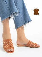 Дамски  чехли  Marco оранжеви  от естествена кожа Elba