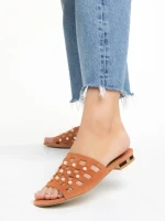 Дамски  чехли  Marco оранжеви  от естествена кожа Elba