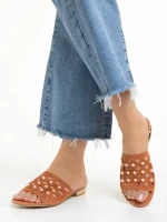 Дамски  чехли  Marco оранжеви  от естествена кожа Elba