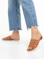 Дамски  чехли  Marco оранжеви  от естествена кожа Elba