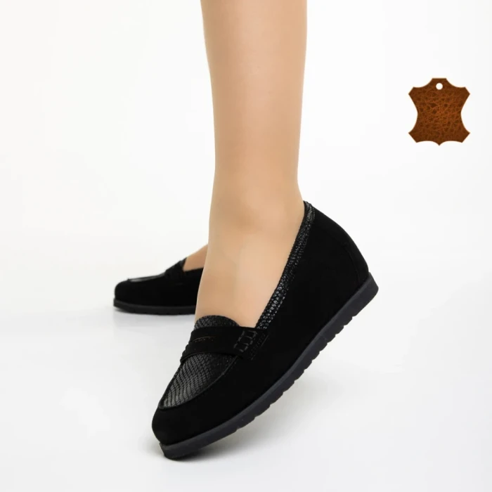 Дамски мокасини  Marco черни  от велур  Maryana