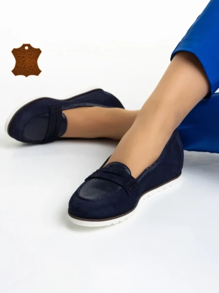 Дамски мокасини  Marco сини  от велур  Maryana
