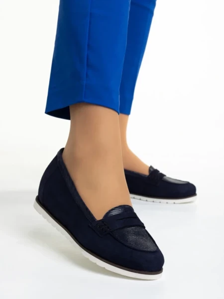 Дамски мокасини  Marco сини  от велур  Maryana