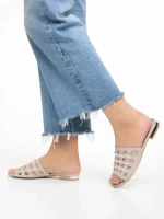 Дамски  чехли  Marco бежови от естествена кожа Elba