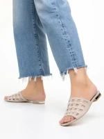 Дамски  чехли  Marco бежови от естествена кожа Elba